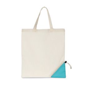 Kimood KI7207 - Foldaway shopping bag Naturalny/Turkusowy