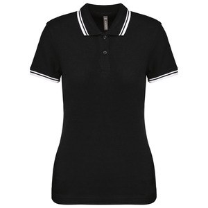 Kariban K273 - Ladie's 2 striped short sleeved poloshirt Biało/czarny