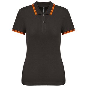 Kariban K273 - Ladie's 2 striped short sleeved poloshirt Ciemnoszary/pomarańczowy