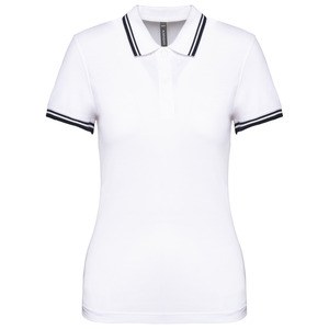 Kariban K273 - Ladie's 2 striped short sleeved poloshirt Biało/granatowy